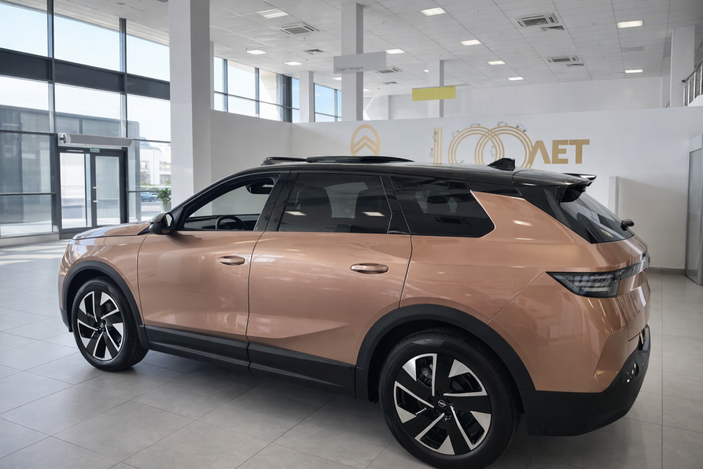 Удлиненный силуэт и двухцветная крыша кроссовера Opel Grandland